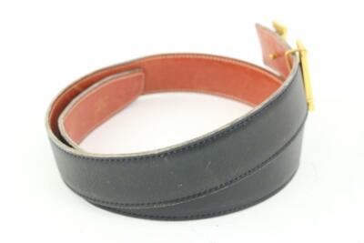 Hermès Black x Gold 32mm Reversible H Logo Belt Kit 50h421s  display picture 1
