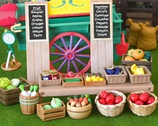 Sylvanian Farm Shop farmers market stall spares. fruit veg cart Calico Critters