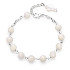 Rosary Bracelet in Mother Of Pearl Beads With Small Cross from Vatican gifts