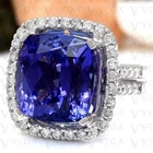7.50crt Cushion Natural Tanzanite Diamond Anniversary Ring 18K White Gold Plated