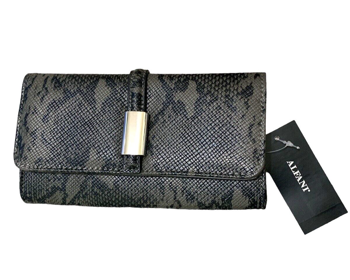 Alfani Large Bangle Organizer Wallet in Dark Green Snake Print-image