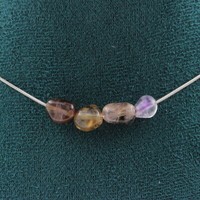 Steine Und MinéRaux. Halskette 4 Perlen Auralite Du Canada. Kette Stahl Nirosta