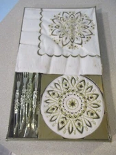 NSC 12 PETAL SOFT NAPKINS 12 COASTERS 8 CANAPE PICKS NOSIB  MID CENTURY MODERN