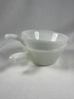Set Of 2 Vintage Anchor Hocking Fire King Milk Glass Soup Bowl w/ Handle