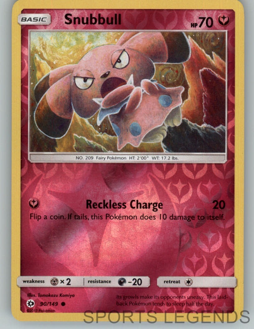 2017 pokemon Sun & Moon reverse holo Snubbull 90/149