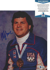 MIKE ERUZIONE TEAM USA MIRACLE 1980 GOLD SIGNED 8x10 PHOTO M BECKETT COA BAS