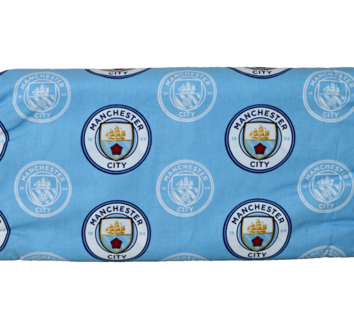 Manchester City Football Club Logo Pattern MLS Cotton Fabric 1/4 Yard 9” X 44”