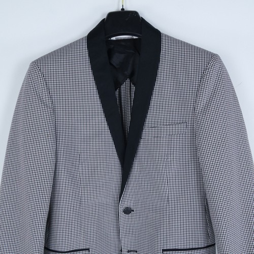 Sheppard Check Blazer 36R UK Size ZARA Mens Grey Cotton Sport Coat Jacket - Picture 10 of 14