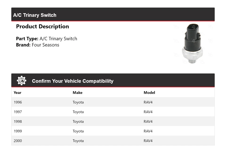 Interruptor trinario aire acondicionado Toyota RAV4 1996-2000 4 estaciones 1997 1998 1999 Foto 2 de 4