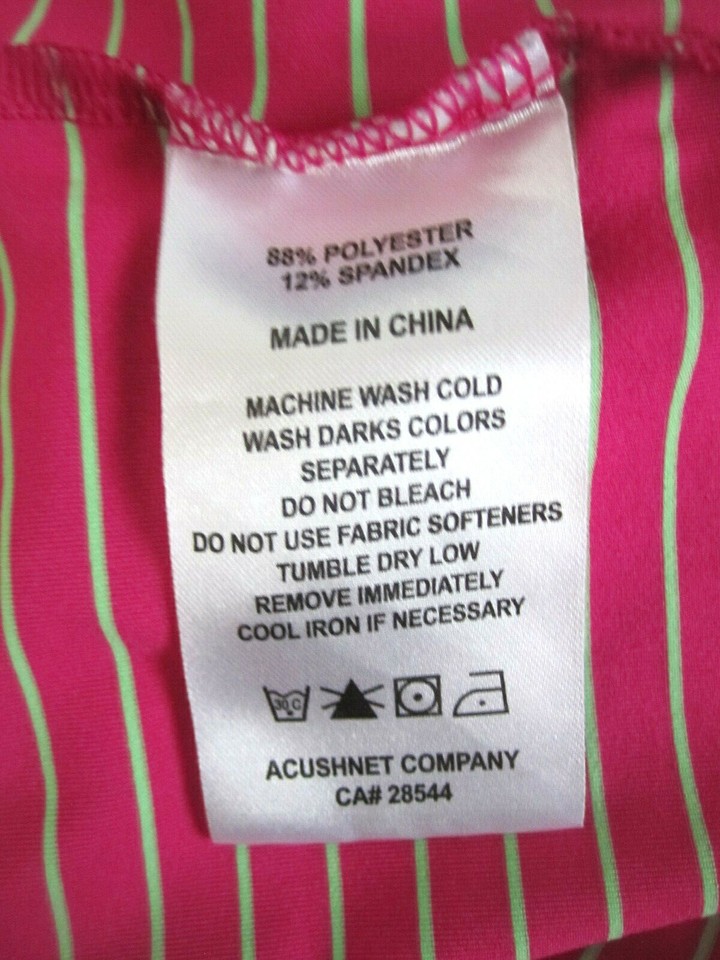 FootJoy Mens Large Short Sleeve Pink Striped Athletic Polo Golf Shirt