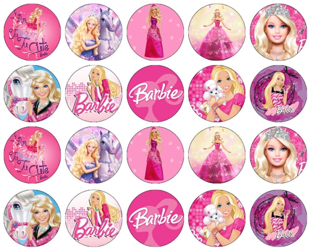 20 x BARBIE DOLL Edible Cupcake Toppers Wafer Paper KIDS