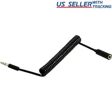 3ft Coiled 3.5mm 1/8" Stereo Audio Aux Headphone Cable Extension Cord
