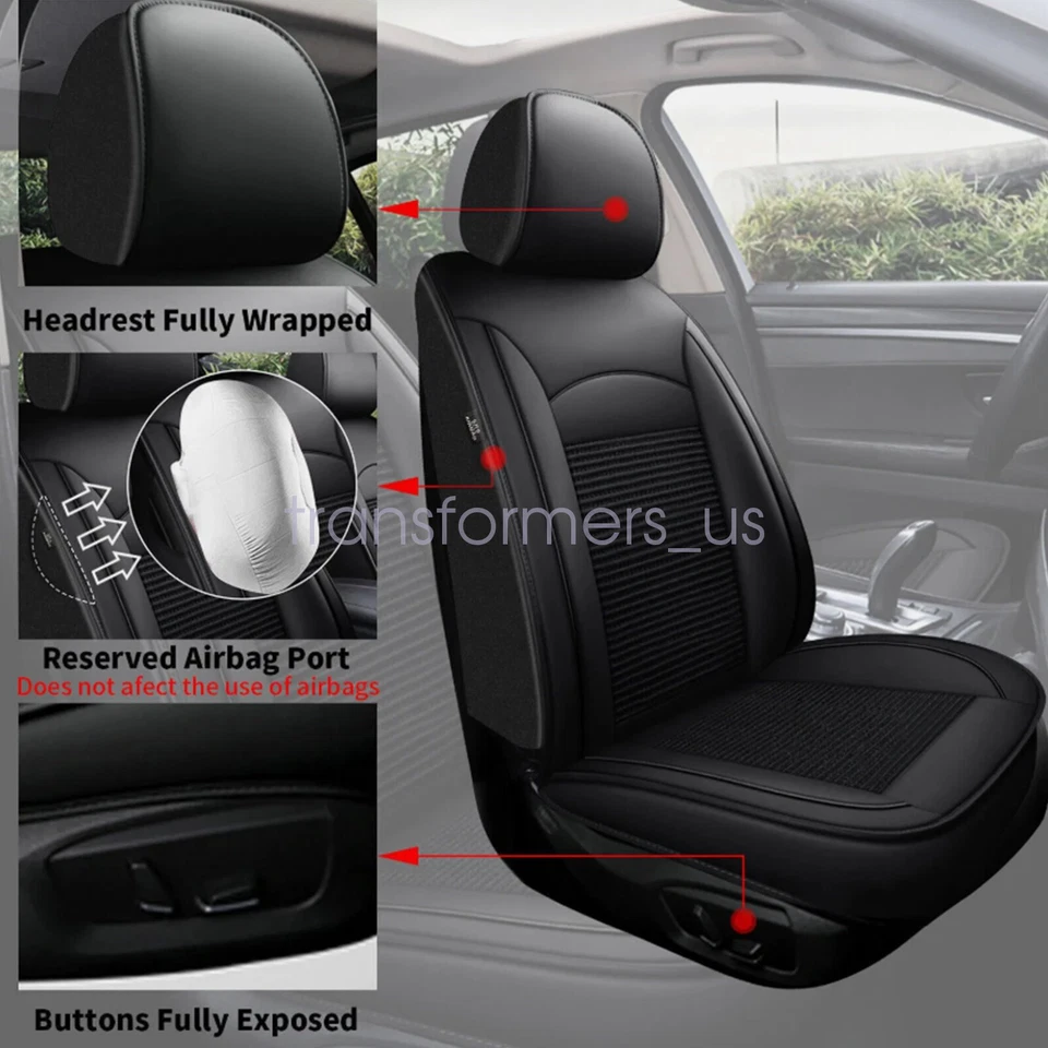Juego completo de funda de asiento de coche de 5 asientos de cuero para Ford Focus protector delantero y trasero EE. UU. Foto 3 de 4