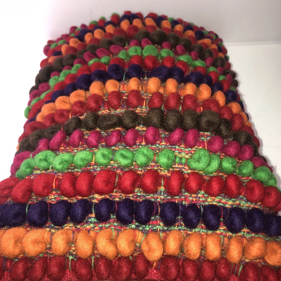 Pier One Embroidered Throw Pillow Floral Lumbar Bold Color Wool 80’s 90’s Inspo - Image 4 of 4