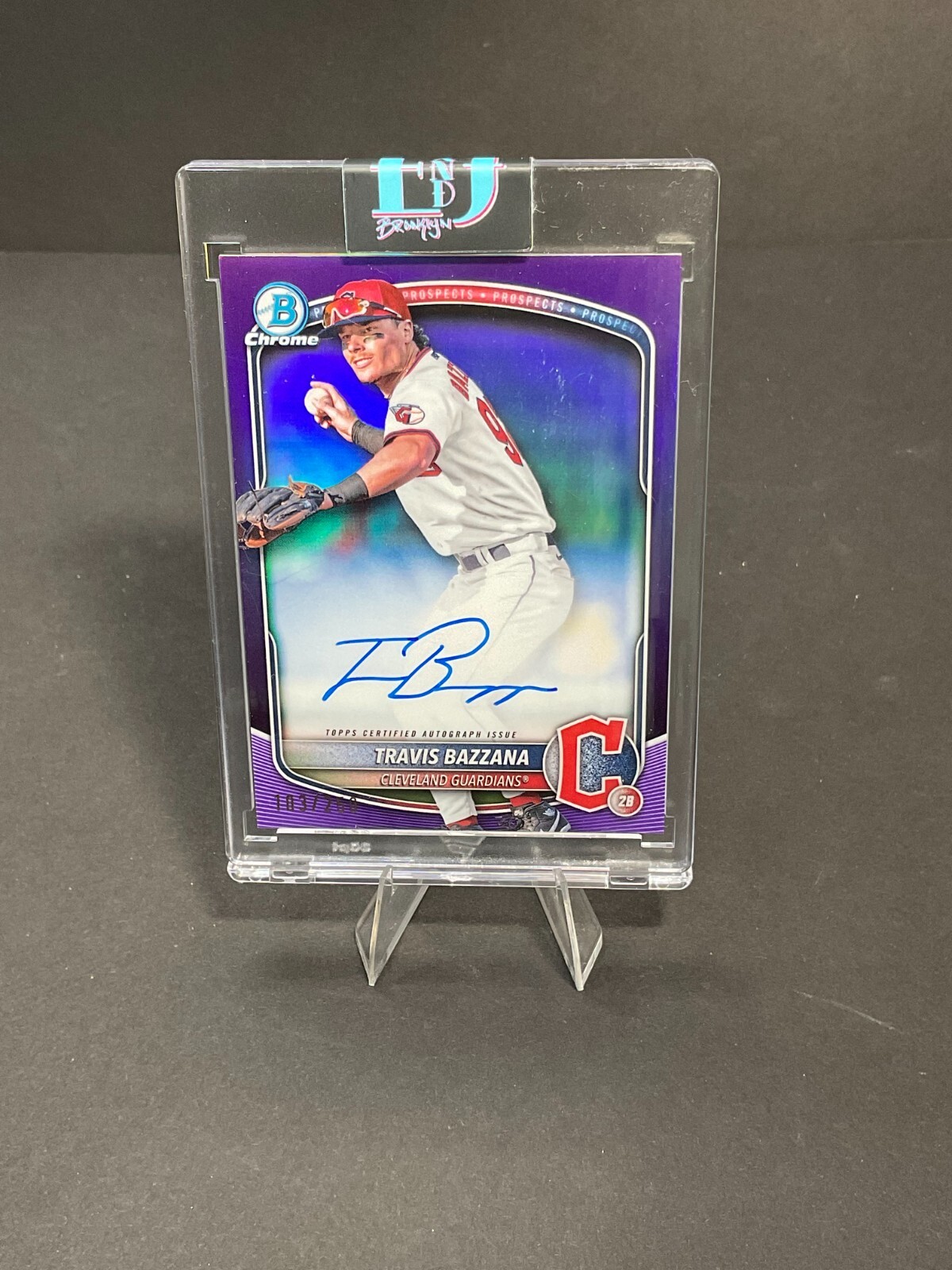 2025 Bowman Travis Bazzana #CPA-TB On Card Auto Purple Chrome SSP /250 Guardians