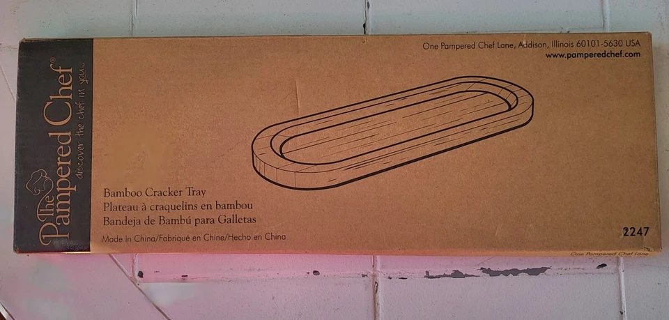 Pampered Chef In Box Bamboo Serving Board 15" Oval Tray Cracker Crudites Cheese - Image 2 of 4