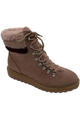 Splendid Suede Lace-Up Faux Fur Boots Evita Dusty Orchid