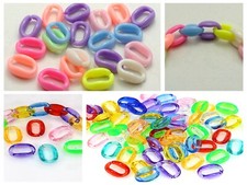 100 Mixed Color Acrylic Oval Linking Rings Open Chain Beads 16X11mm Craft