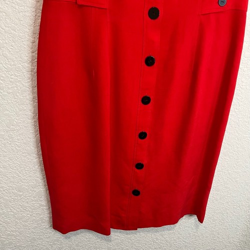 Vintage Dana Buchman Red 100% Silk Short Sleeve Button Up Dress Womens Size 4 - Picture 3 of 11