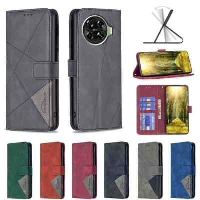 For Tecno Spark 20 Pro+ Luxury Geometry Leather Wallet Card Slot Flip Case Cover