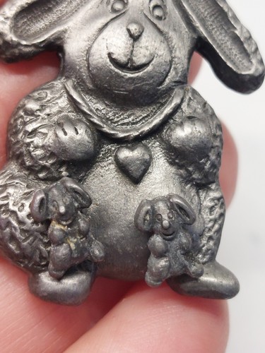 Rabbit Trinket Box Earrings Necklace Set Lid Is Earring Holder / Pin Pewter - Picture 5 of 10