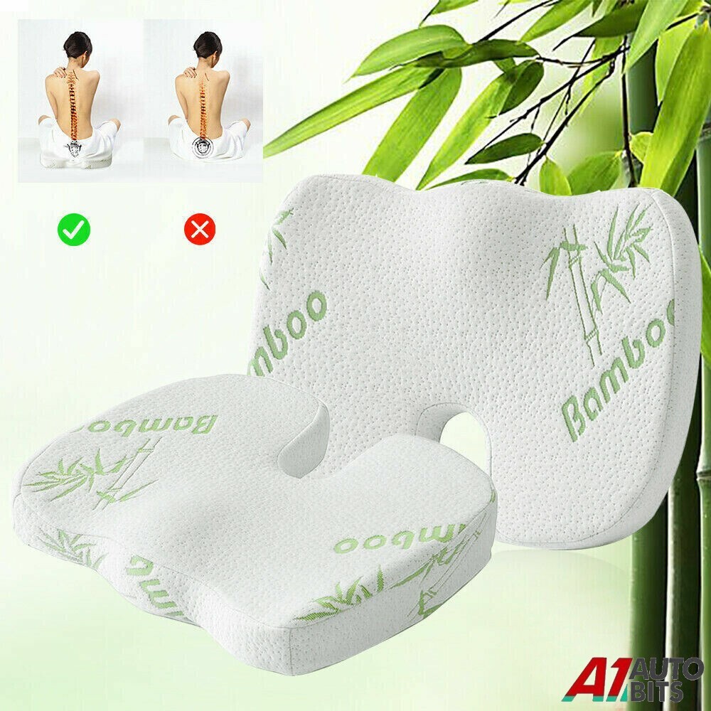 Memory Foam Coccyx Tailbone Hip Seat Cushion Bamboo Pillow Non-Slip Washable