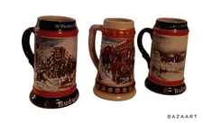 Anheuser Bush Budwiser Holiday Stein Clydesdale Christmas Collect Beer Mugs Set3