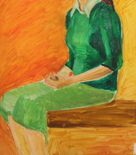 Vintage original fauvist gouache painting female portrait - Picture 8 of 13