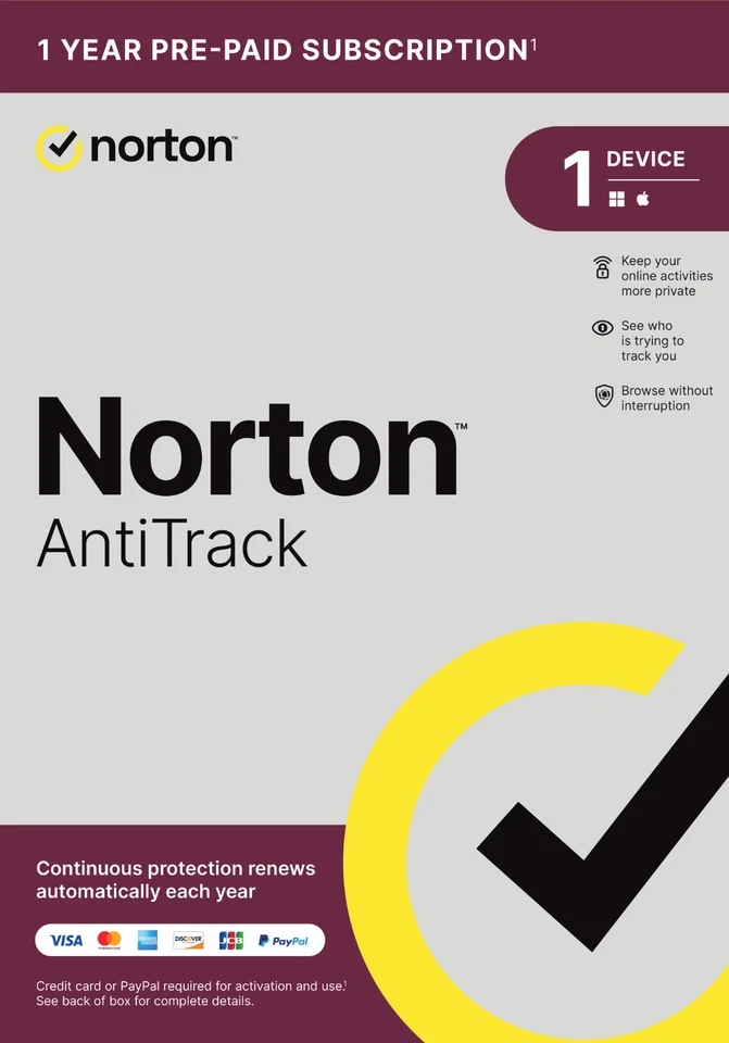 Norton AntiTrack Anti Track 2025 1 Device 1 Year Tracking Blocker Posted Version - Image 2 of 4