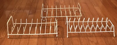 Lot of 3 Vintage White Coated Wire Lid Dish Racks