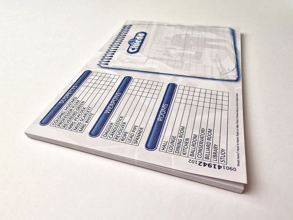 Cluedo Detective Notebook Spare Notepad