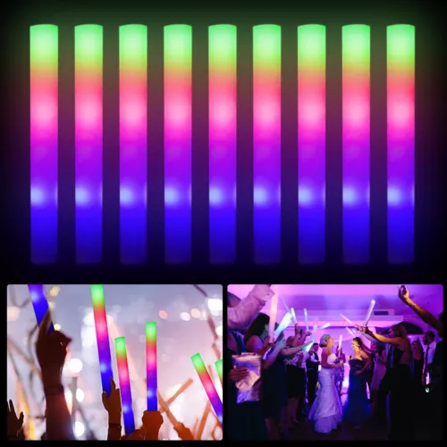 100-500 PCS Light Up Foam Sticks LED Wands Batons Party Dj Flashing Glow Sticks - Picture 2 of 33