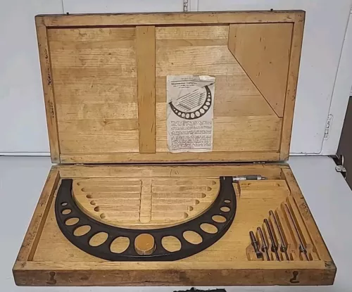 BROWN & SHARPE 6-12" MICROMETER MULTI ANVIL Machinist Tools In Wood Box # 57.