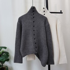 Wool Knitted Cardigan 2026 Winter New Irregular Sweater Coat Womens Fashion Warm