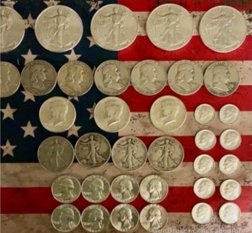 90% Silver 37 Coin Lot Eagles Half Dollars Quarters Dimes $15 Face - Picture 18 of 18