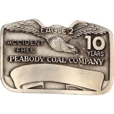 New Peabody Coal Company 10 Yrs Miner Mining Commemorative NOS Vtg Belt Buckle