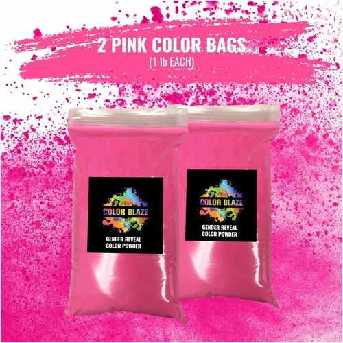 Color Blaze Gender Reveal Puder 2 Pfund rosa Baby Mädchen Party Dusche (2-1 Pfund Beutel) - Bild 5 von 7