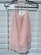 NWOT COLLECTIVE CONCEPTS Gold Glitter Dot Tank Top M (440)