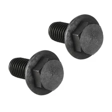 2Pcs M10x20mm Hex Flange Bolt Left Hand Thread 8.8 Grade Carbon Steel Black