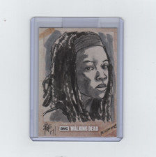 WALKING DEAD EVOLUTION MICHONNE SKETCH CARD BY ACCLAIMED ARTIST BRIAN KONG  1/1!