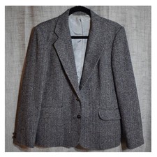 Oscar de la Renta Vintage Wool Blend Tweed Blazer Blue Size 13/14