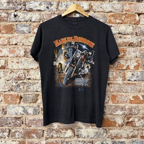 Vintage 1988 Harley Davidson 3D Emblem American Steel Dick Farmers Size Large