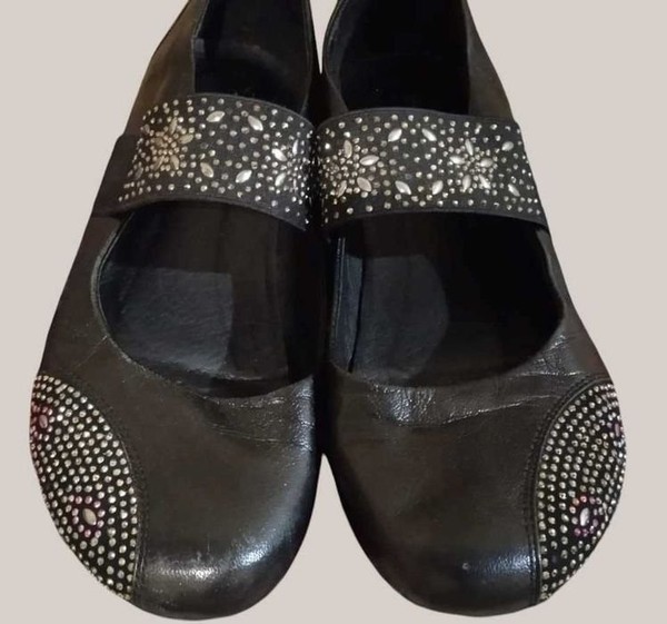 Women Heels Black Leather 38 #HD6D