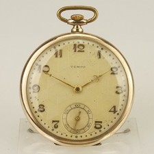 WORKING Gold pl TEMPO Pocket Watch Men's no fusee no duplex no repeater RAR