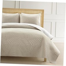 Isla Embroidered Reversible Cotton Quilt Queen Size 3 Piece Set Full/Queen