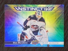 2023-24 Upper Deck Series 2 Hockey Instinctive Elvis Merzlikins Blue Jackets