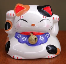 Vintage Japanese Maneki Neko Ceramic Coin Bank – Lucky Cat Figurine