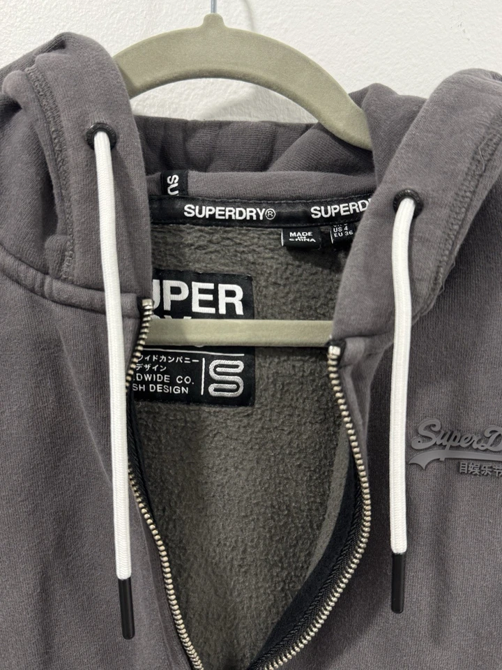 Superdry Fabulous Gris Sudadera Con Capucha Cremallera Chaqueta Talla 4 Foto 2 de 4