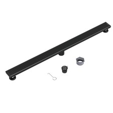 40" Black Linear Shower Drain with Removable Quadrato Pattern Cover, 304 Stai...