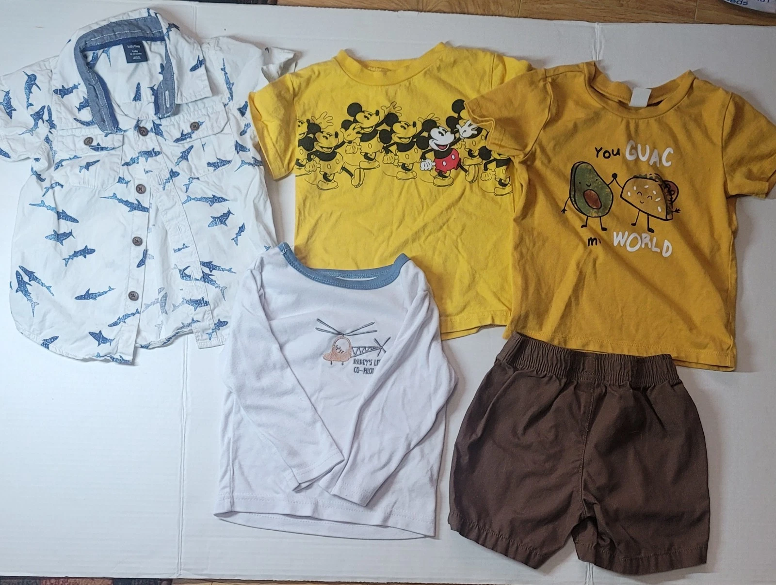 Baby Boys 24 Months Clothes Lot Of 9 Pieces 4 Bottoms 4 Tops, I Jumpsuit